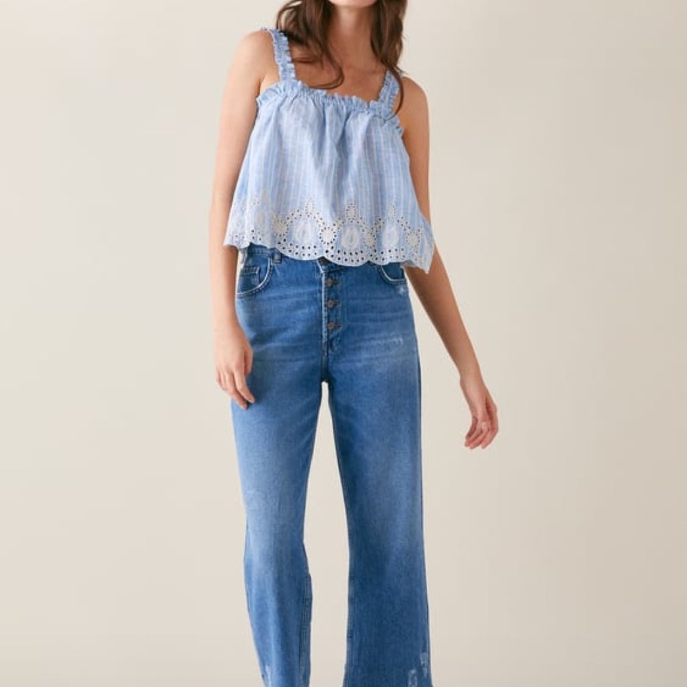 ZARA STRIPED RUFFLED TOP - Picture 5 of 6